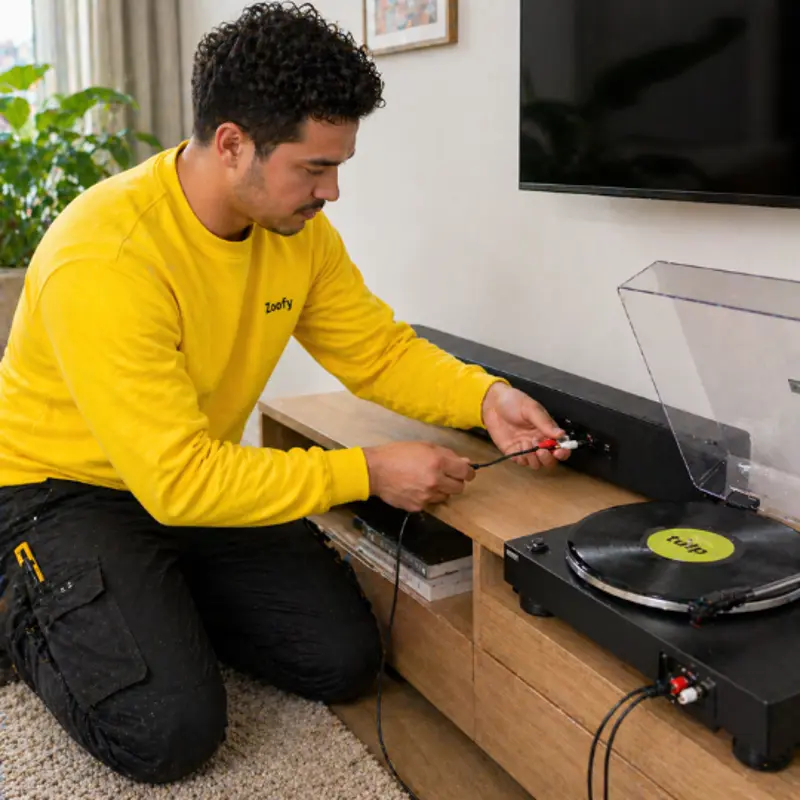 Have a record player connected to a soundbar