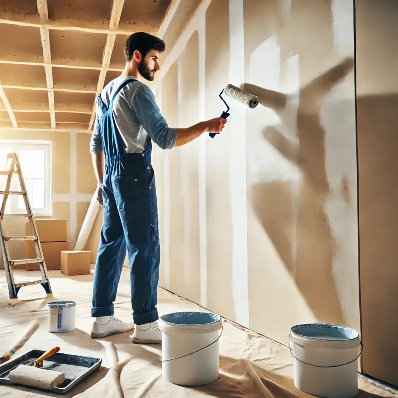 Paint plasterboard without plastering