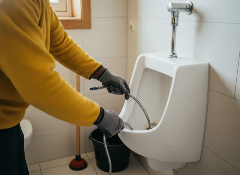 Unclog a clogged urinal