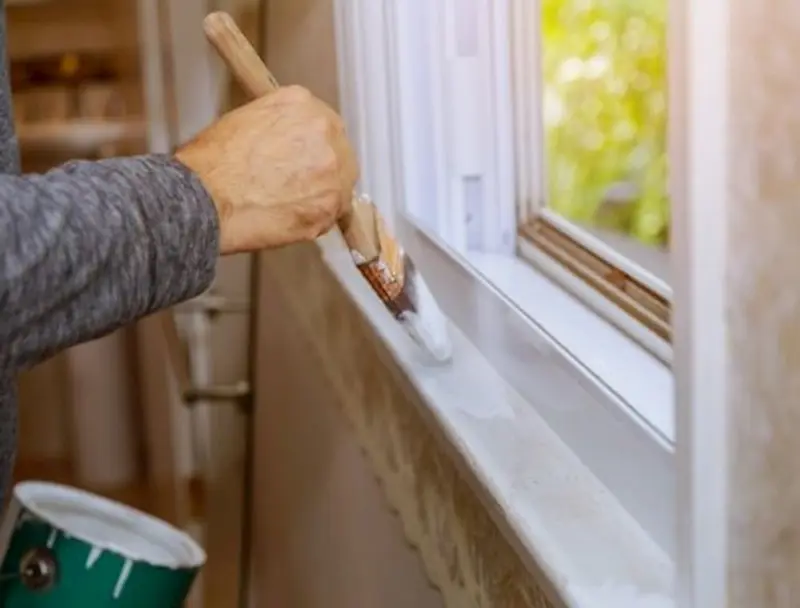 Paint metal window frames