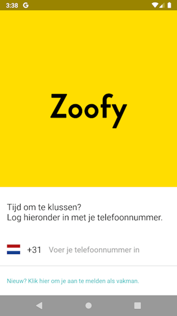 Zoofy app hoe in te loggen android