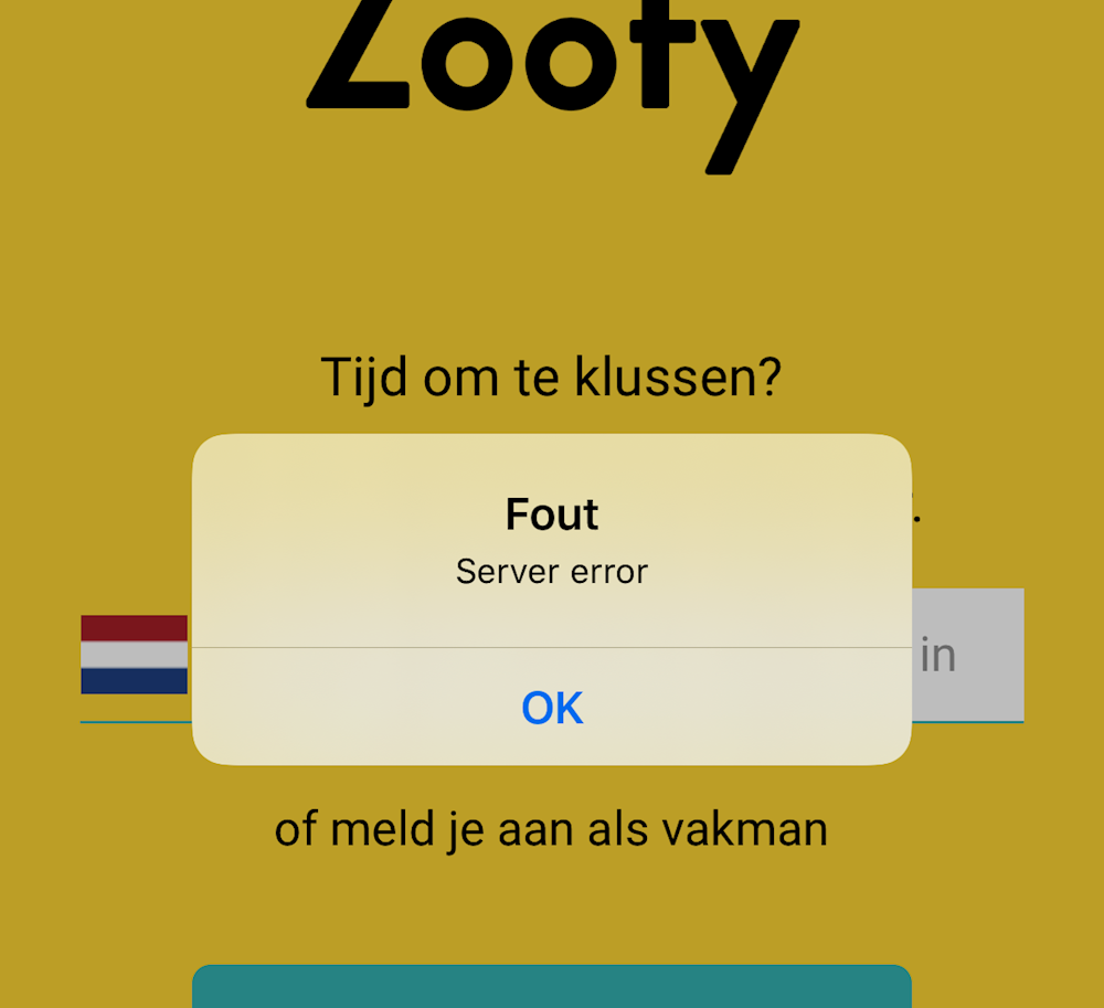 Server fout in pro app