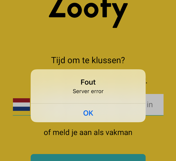 Server fout in pro app