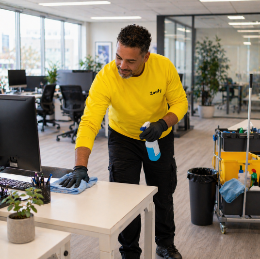 Kantoor schoonmaker halve dag