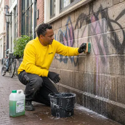 Graffiti verwijderen van steen