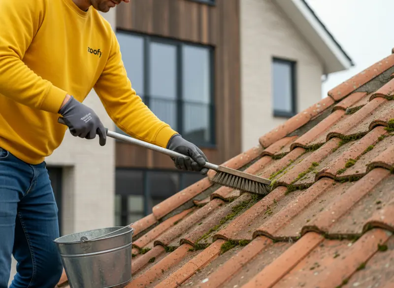 Removing moss from roof tiles