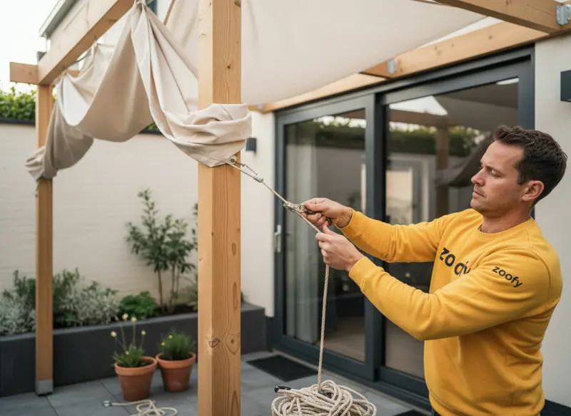 Hang up the shade cloth