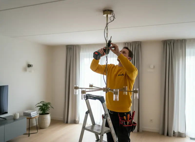 Kroonluchter laten ophangen