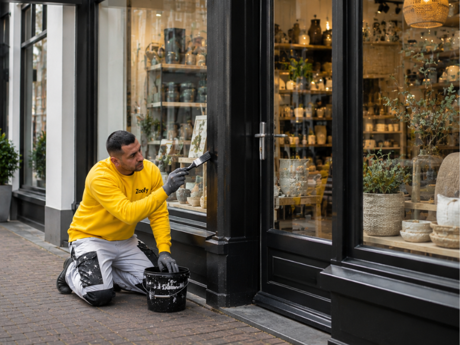 Zoofy professional carrying out maintenance in a store