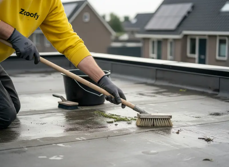 Plat dak laten schoonmaken