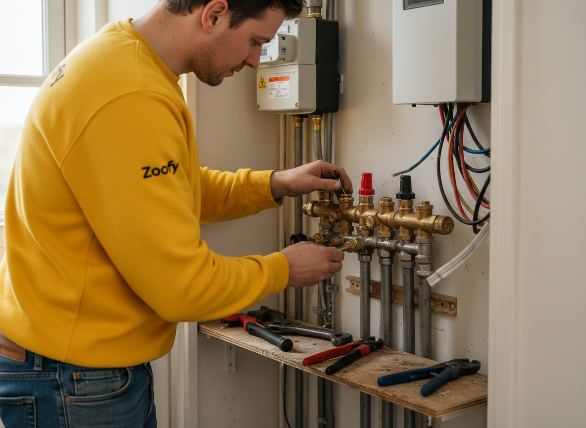 Have the underfloor heating distributor connected